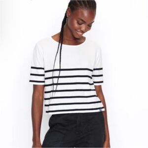 Kule The Baja Crop T-Shirt White and Black Striped Size S